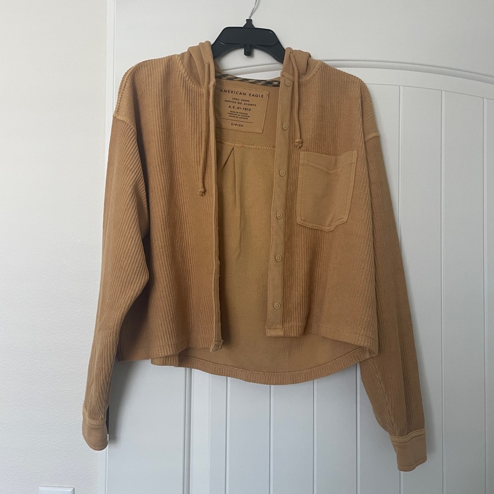 American Eagle Cropped Jacket with Hoodie
